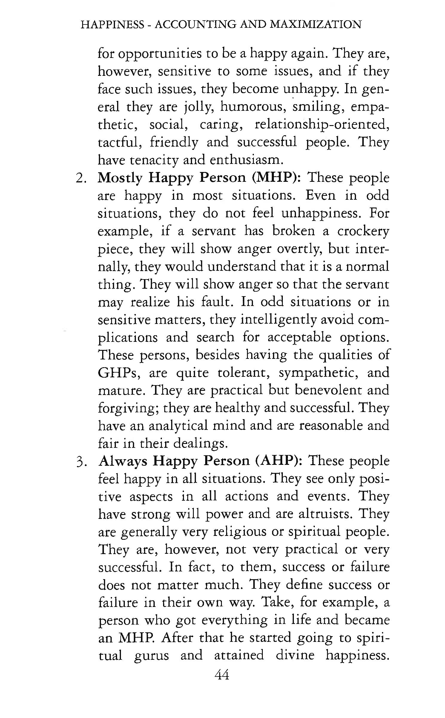 HAPPINESS - ACCOUNTING AND MAXIMIZATION