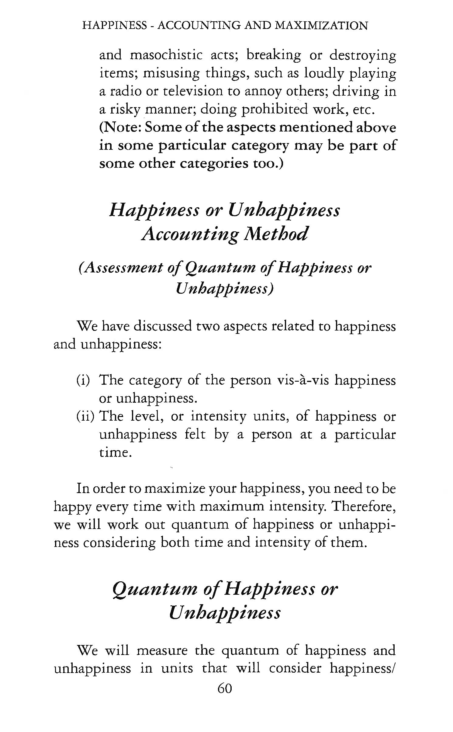 HAPPINESS - ACCOUNTING AND MAXIMIZATION