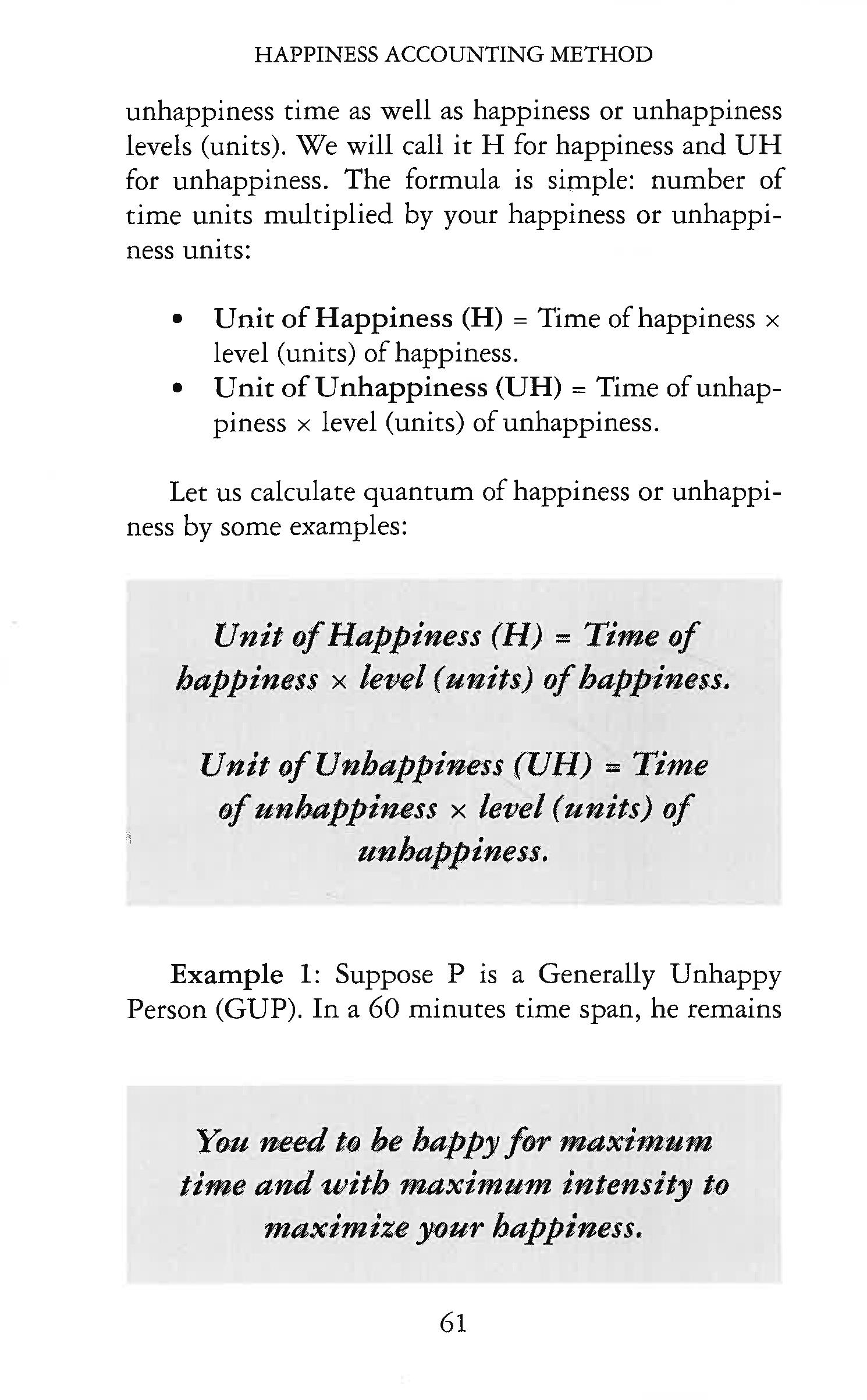 HAPPINESS - ACCOUNTING AND MAXIMIZATION