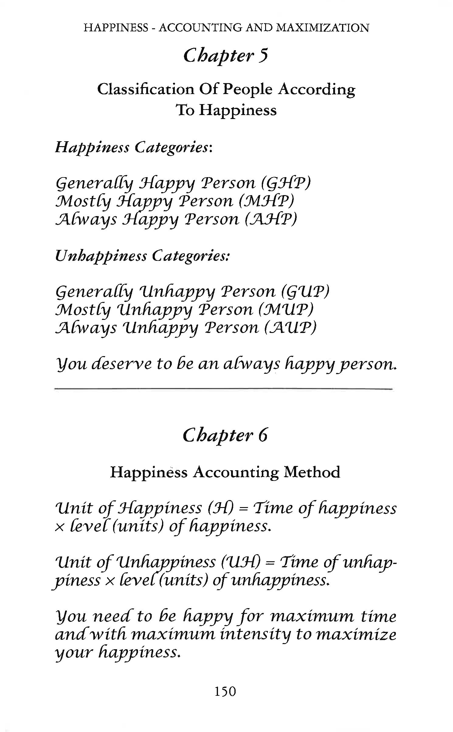 HAPPINESS - ACCOUNTING AND MAXIMIZATION